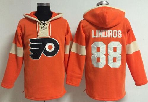 Philadelphia Flyers #88 Eric Lindros Orange Pullover NHL Hoodie - Click Image to Close