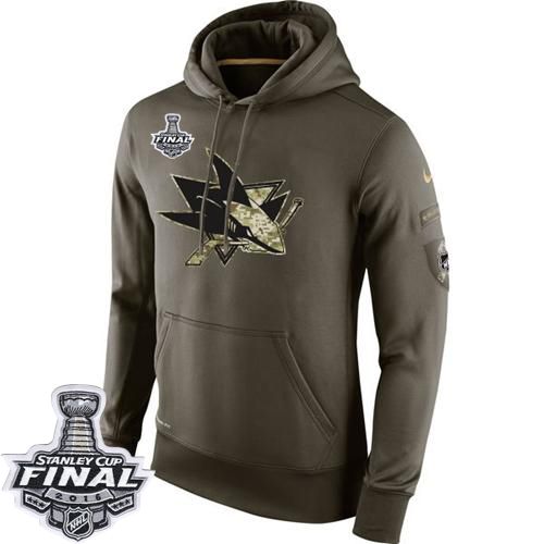 San Jose Sharks Nike Salute To Service 2016 Stanley Cup Final Patch NHL Hoodie