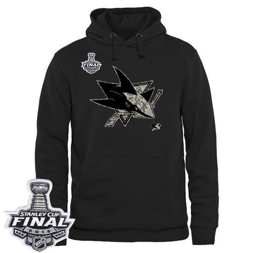 San Jose Sharks Black Rink Warrior Pullover 2016 Stanley Cup Final Patch Hoodie