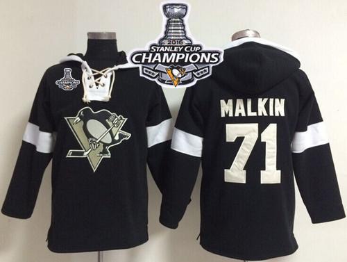 Penguins #71 Evgeni Malkin Black 2016 Stanley Cup Champions NHL Pullover Hoodie - Click Image to Close