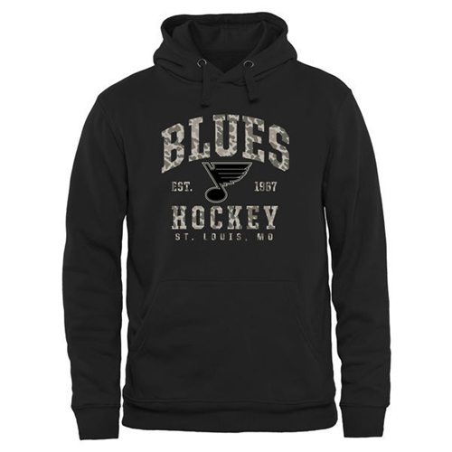 St. Louis Blues Black Camo Stack Pullover Hoodie