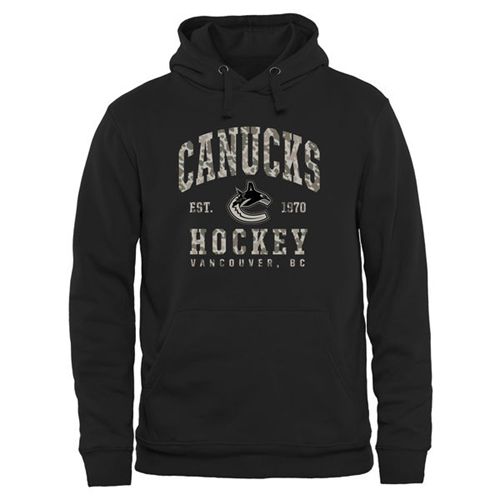 Vancouver Canucks Black Camo Stack Pullover Hoodie