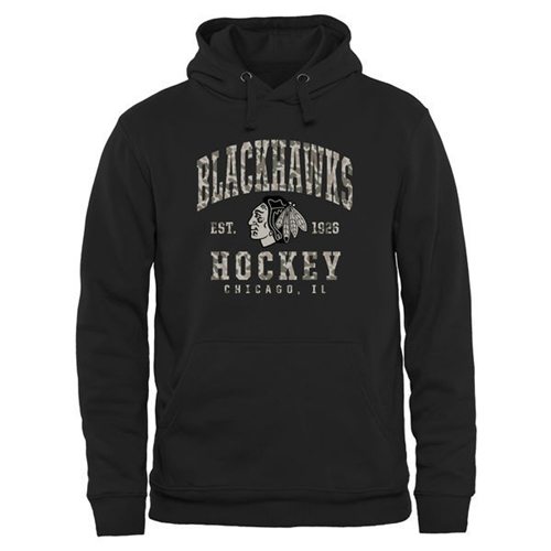 Chicago Blackhawks Black Camo Stack Pullover Hoodie