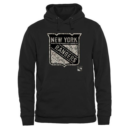 New York Rangers Black Rink Warrior Pullover Hoodie - Click Image to Close