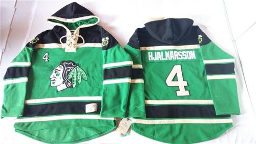 Blackhawks #4 Niklas Hjalmarsson Green St. Patrick's Day McNary Lace Hoodie Stitched NHL Jersey - Click Image to Close