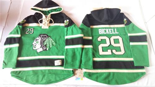 Blackhawks #29 Bryan Bickell Green St. Patrick's Day McNary Lace Hoodie Stitched NHL Jersey