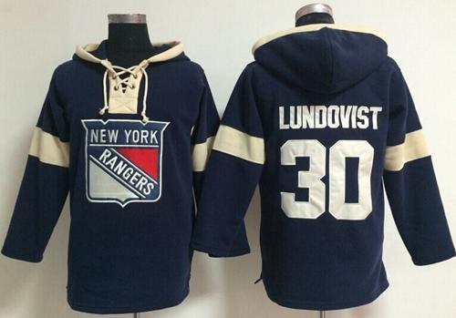 New York Rangers #30 Henrik Lundqvist Navy Blue Pullover NHL Hoodie - Click Image to Close