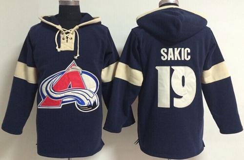 Colorado Avalanche #19 Joe Sakic Blue Pullover NHL Hoodie - Click Image to Close