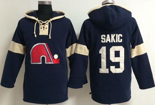 Quebec Nordiques #19 Joe Sakic Blue Pullover NHL Hoodie