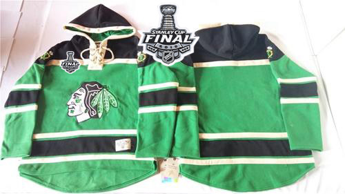 Blackhawks Blank Green St. Patrick's Day McNary Lace Hoodie 2015 Stanley Cup Stitched NHL Jersey