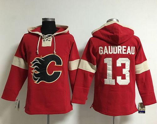 Flames #13 Johnny Gaudreau Red Pullover NHL Hoodie