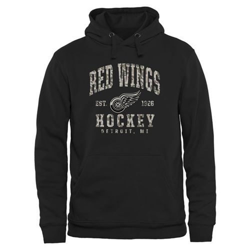 Detroit Red Wings Black Camo Stack Pullover Hoodie