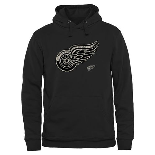 Detroit Red Wings Black Rink Warrior Pullover Hoodie