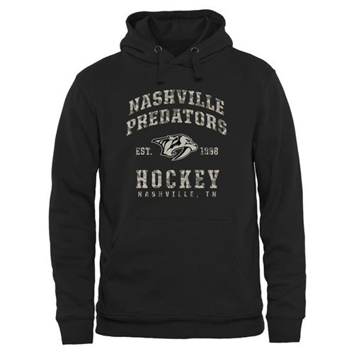 Nashville Predators Black Camo Stack Pullover Hoodie