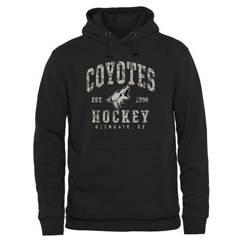 Arizona Coyotes Black Camo Stack Pullover Hoodie - Click Image to Close