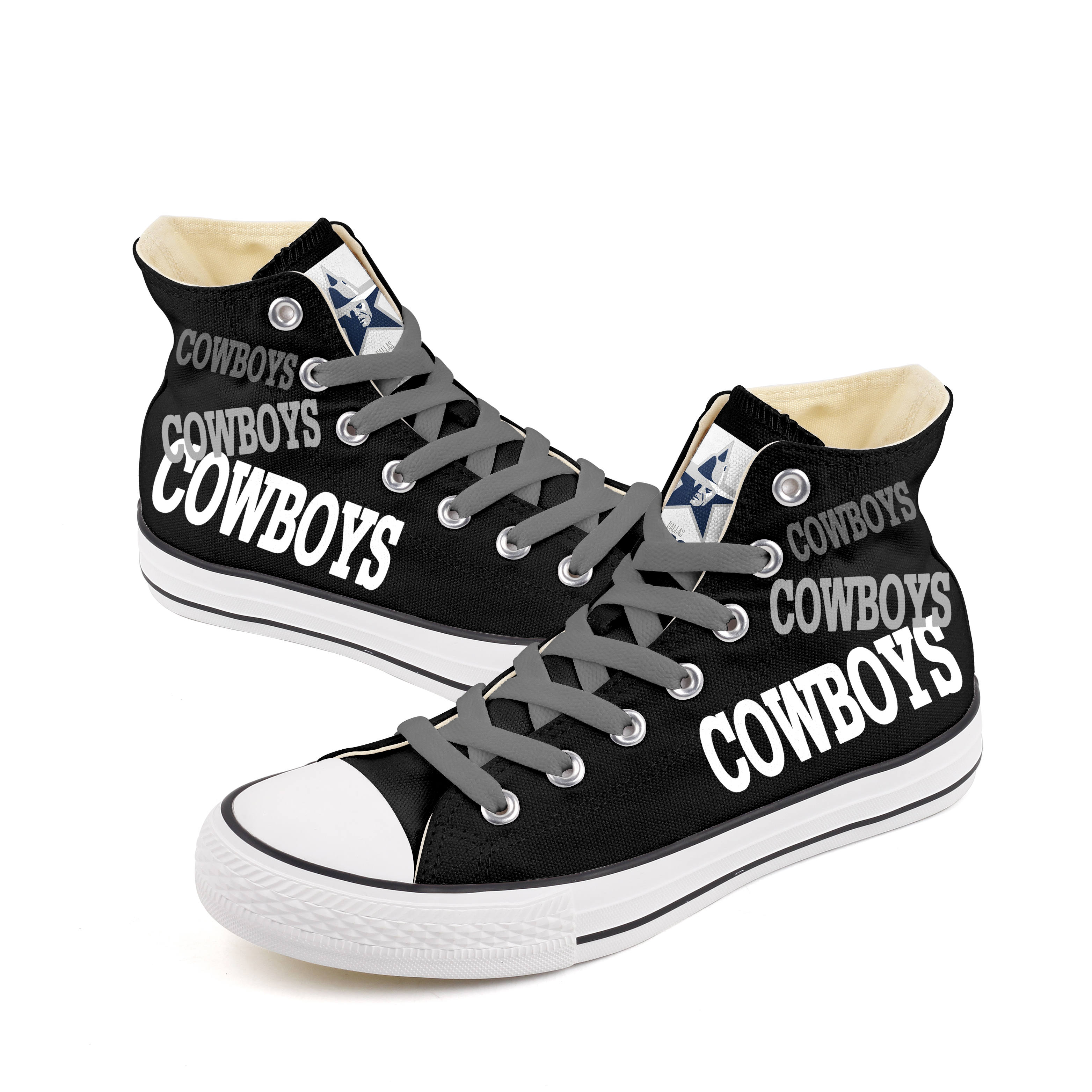 Men's NFL Dalls Cowboys Repeat Print High Top Sneakers 011