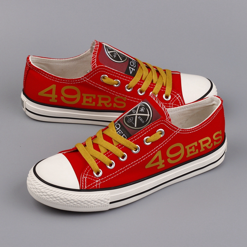 Women and Youth NFL San Francisco 49ers Repeat Print Low Top Sneakers 004