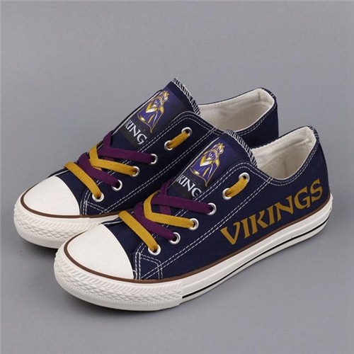 Women and Youth NFL Minnesota Vikings Repeat Print Low Top Sneakers 004