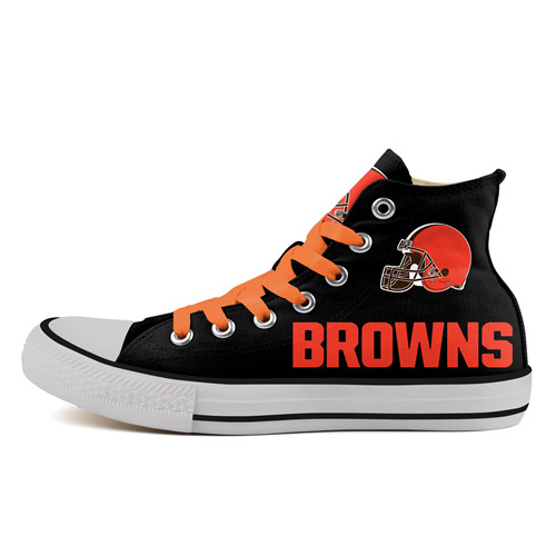 Women or Youth NFL Cleveland Browns Repeat Print High Top Sneakers 002