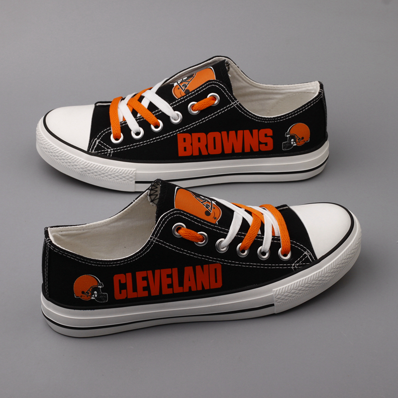 Women or Youth NFL Cleveland Browns Repeat Print Low Top Sneakers