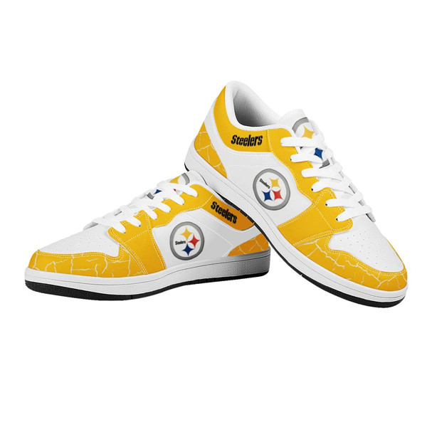 Women's Pittsburgh Steelers AJ Low Top Leather Sneakers 001 - Click Image to Close