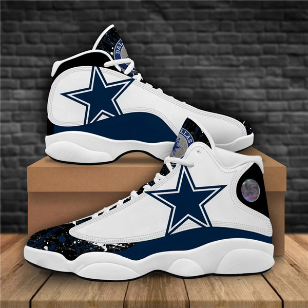 Women's Dallas Cowboys AJ13 Series High Top Leather Sneakers 008