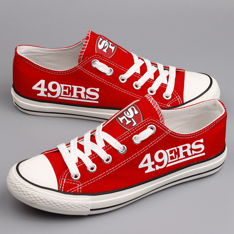 Women and Youth NFL San Francisco 49ers Repeat Print Low Top Sneakers 006