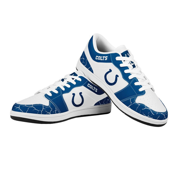 Women's Indianapolis Colts AJ Low Top Leather Sneakers 001 - Click Image to Close