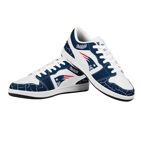 Men's New England Patriots AJ Low Top Leather Sneakers 001 - Click Image to Close