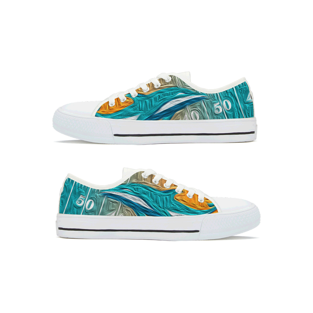 Women's NFL Miami Dolphins Low Top Canvas Sneakers 003 - Click Image to Close