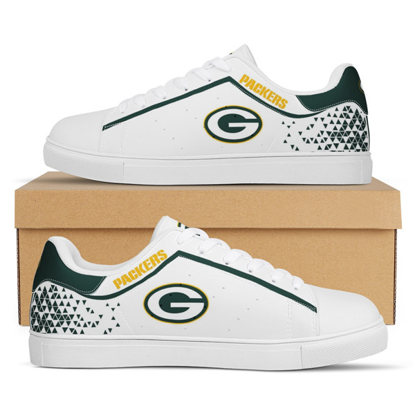 Men's Green Bay Packers Low Top Leather Sneakers 002 - Click Image to Close