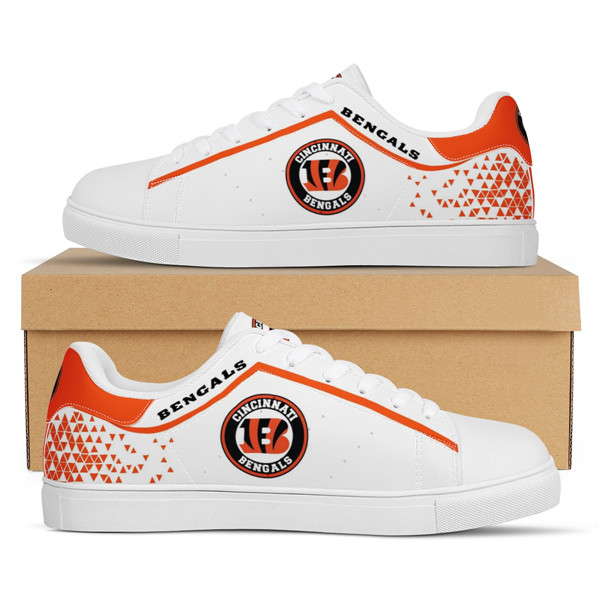 Women's Cincinnati Bengals Low Top Leather Sneakers 002 - Click Image to Close