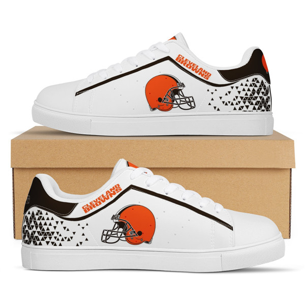 Men's Cleveland Browns Low Top Leather Sneakers 002 - Click Image to Close