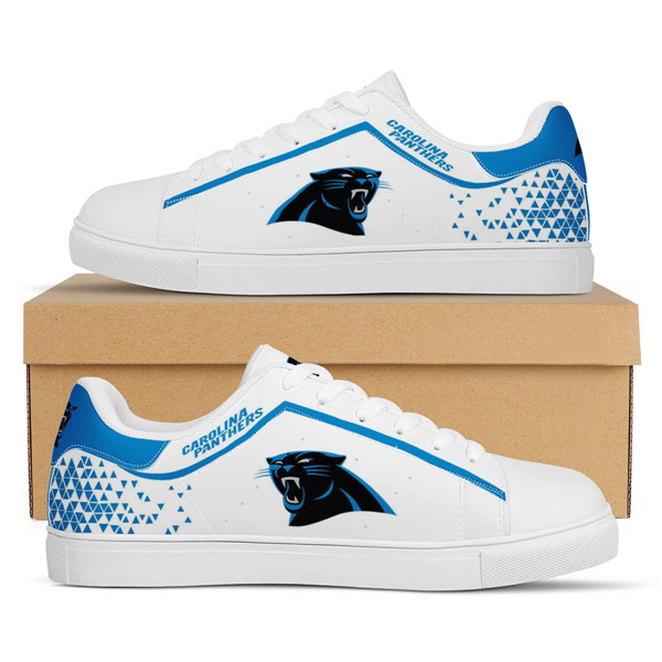 Men's Carolina Panthers Low Top Leather Sneakers 002 - Click Image to Close