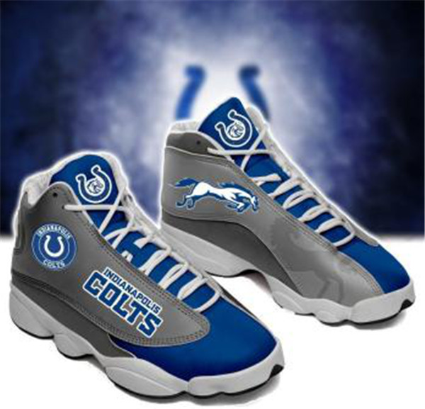 Women's Indianapolis Colts AJ13 Series High Top Leather Sneakers 003 - Click Image to Close