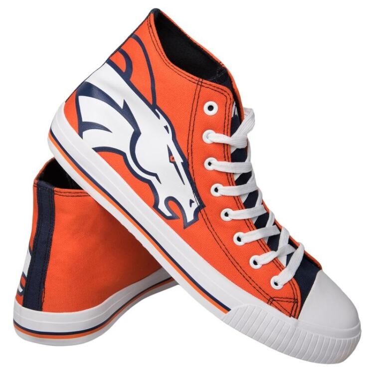 Men's NFL Denver Broncos Repeat Print High Top Sneakers - Click Image to Close