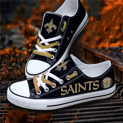 Women and Youth NFL New Orleans Saints Repeat Print Low Top Sneakers 004 - Click Image to Close