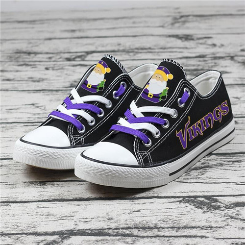 Women and Youth NFL Minnesota Vikings Repeat Print Low Top Sneakers 003