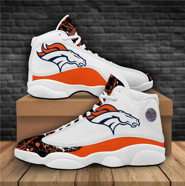 Men's Denver Broncos AJ13 Series High Top Leather Sneakers 002