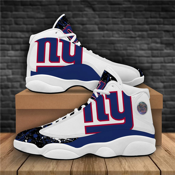 Men's New York Giants AJ13 Series High Top Leather Sneakers 002 - Click Image to Close