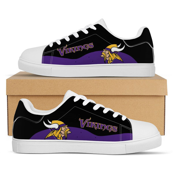 Women's Minnesota Vikings Low Top Leather Sneakers 003