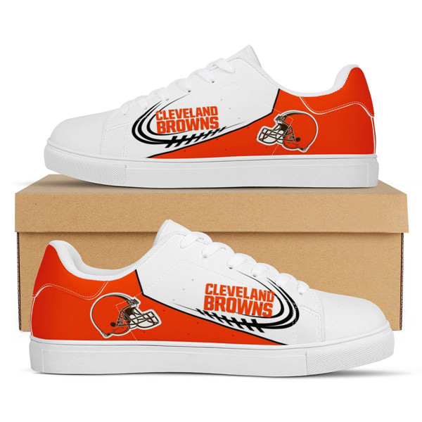 Women's Cleveland Browns Low Top Leather Sneakers 003 - Click Image to Close