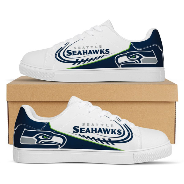 Women's Seattle Seahawks Low Top Leather Sneakers 003 - Click Image to Close