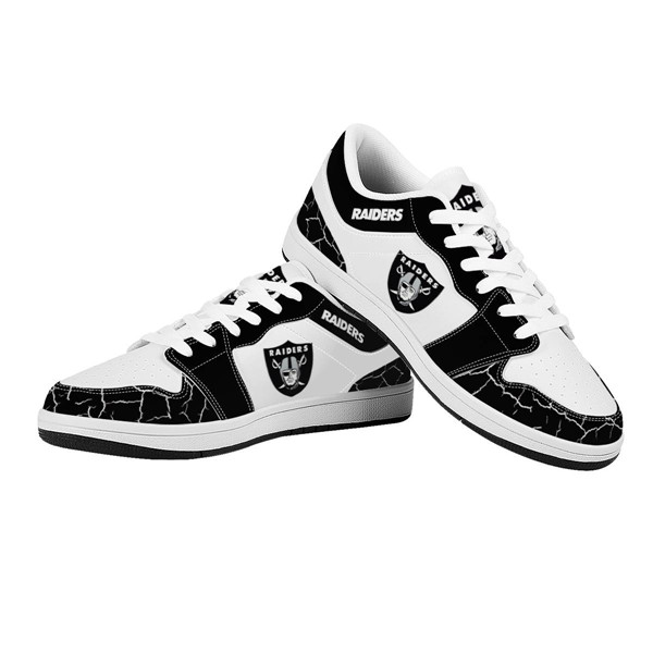 Men's Las Vegas Raiders AJ Low Top Leather Sneakers 001 - Click Image to Close