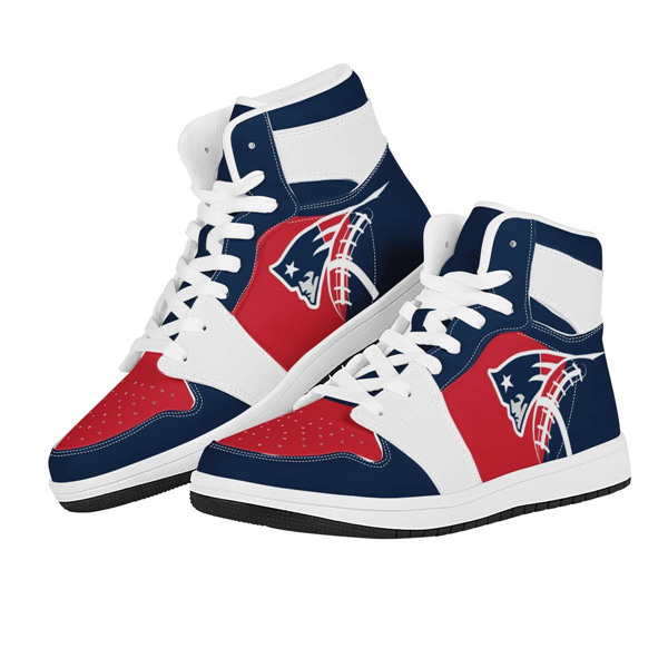 Men's New England Patriots AJ High Top Leather Sneakers 002