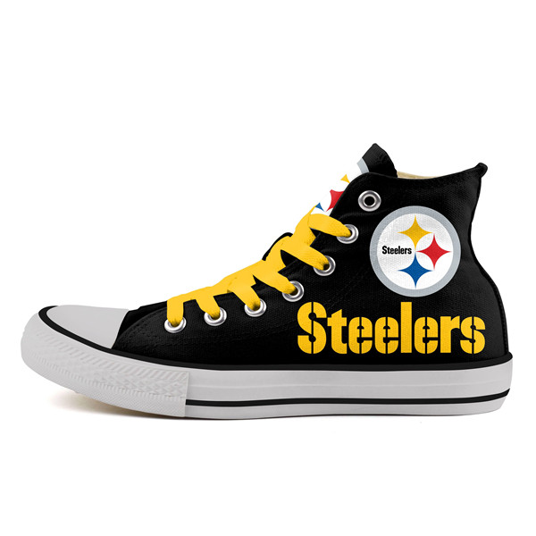 Men's NFL Pittsburgh Steelers Repeat Print High Top Sneakers 001 - Click Image to Close