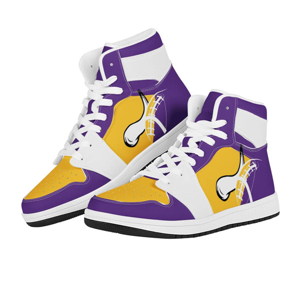 Men's Minnesota Vikings AJ High Top Leather Sneakers 002