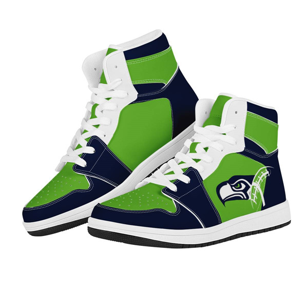 Men's Seattle Seahawks AJ High Top Leather Sneakers 002