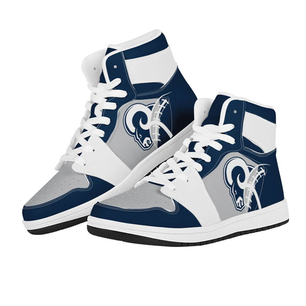 Men's Los Angeles Rams AJ High Top Leather Sneakers 002 - Click Image to Close