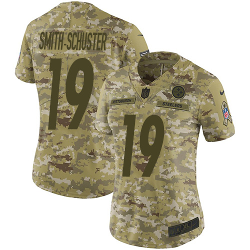 Women's Pittsburgh Steelers #19 JuJu Smith-Schuster 2018 Camo Salute To Service Limited Stitched NFL Jersey